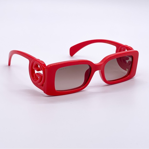 NEW GUCCI UNISEX RED SQUARE SUNGLASSES - Picture 6 of 8